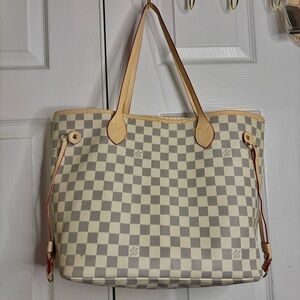Luxury Inspired Checkerboard Tote Bag w Matching Zip Pouch Large Chic Set